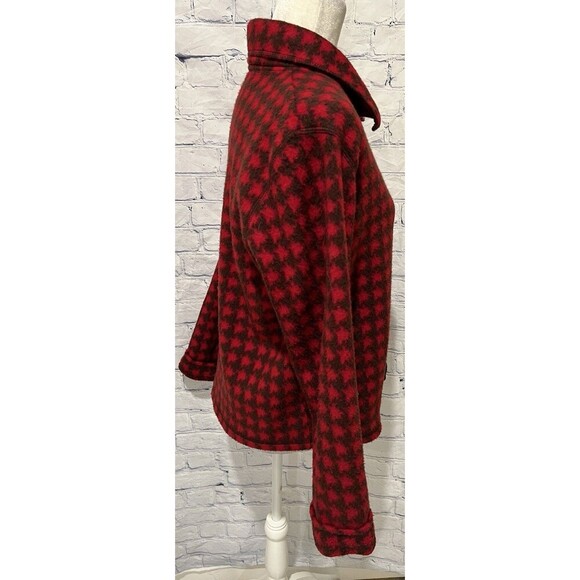 All Points By Reference Point Red & Black Houndstooth Fleece Jacket Size Small - Picture 5 of 7